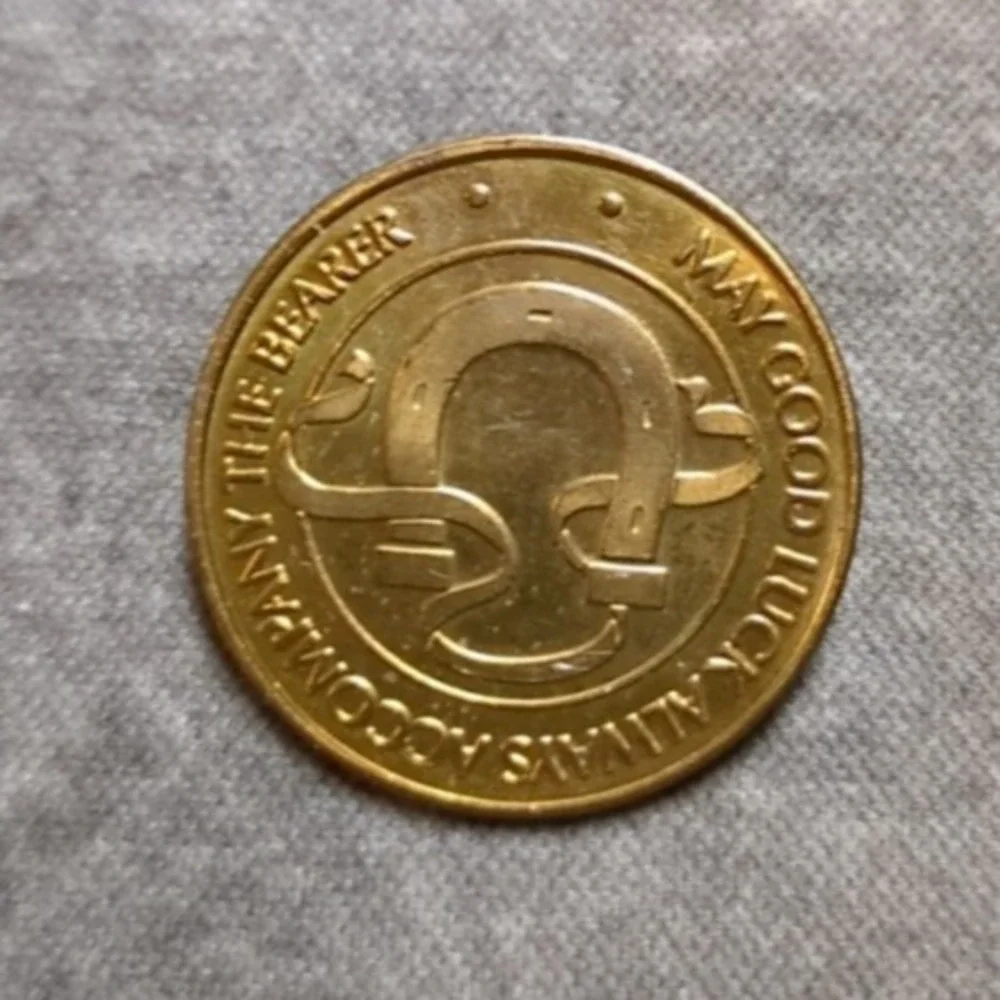 May Good Luck Always Accompany The Bearer Metal Token Coin Lucky Goldn Horseshoe